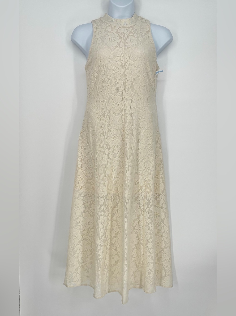 Petal & Pup Cream Lace High Neck Maxi Dress Sleeveless Wedding Guest Size L